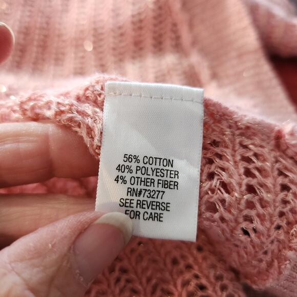 APT. 9 Pink Metallic Open Weave Long Sweater Woman's Size XL - Picture 6 of 6